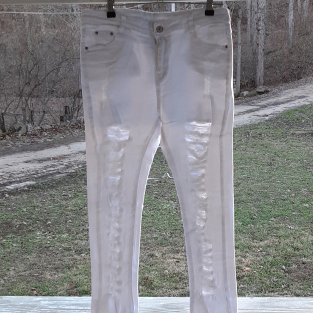 Distressed and torn jeans